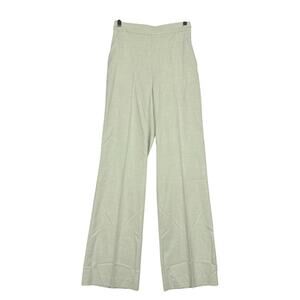 New Zara Sage Green Pleated Wide Leg High Rise Twill Trousers Pants XS Business